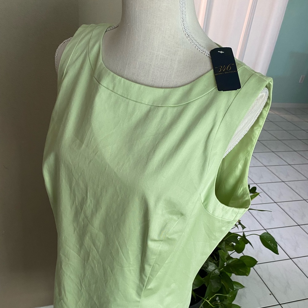 NWT Brooks Brothers 16 XL Dress Sleeveless Mint Lime Stretch Cotton Shift